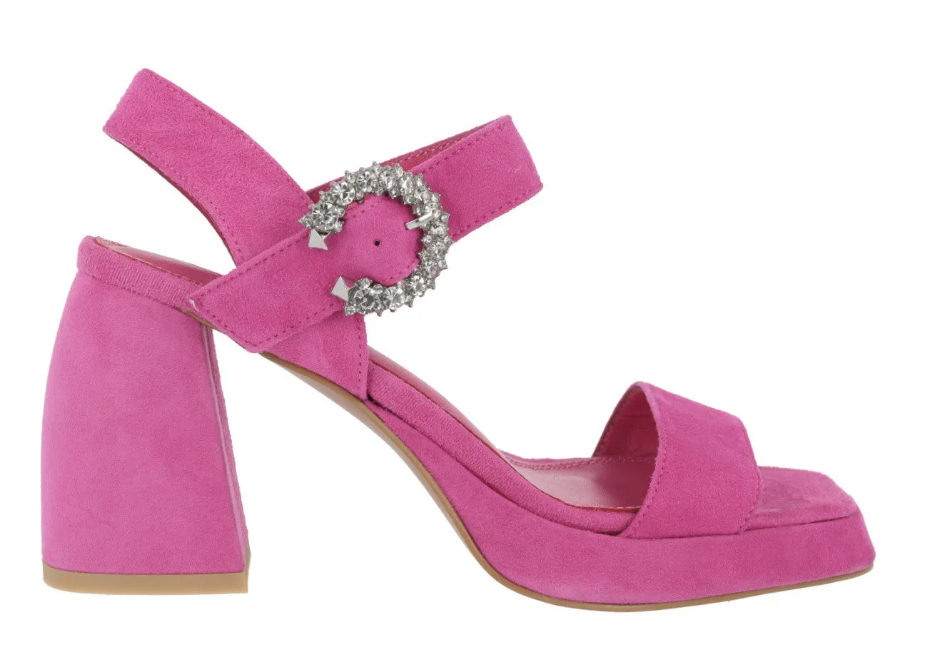 Sandalias de ante con plataforma y hebilla joya Leiba