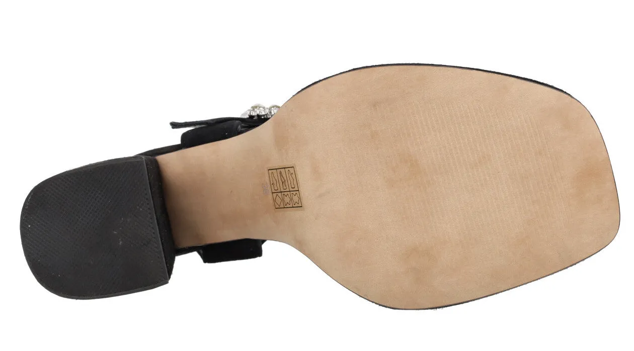 Sandalias de ante con plataforma y hebilla joya Leiba