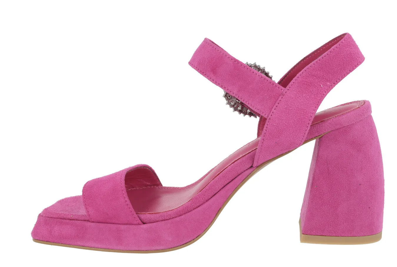 Sandalias de ante con plataforma y hebilla joya Leiba