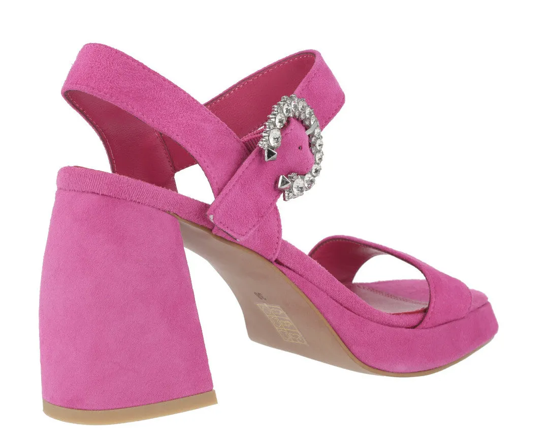 Sandalias de ante con plataforma y hebilla joya Leiba