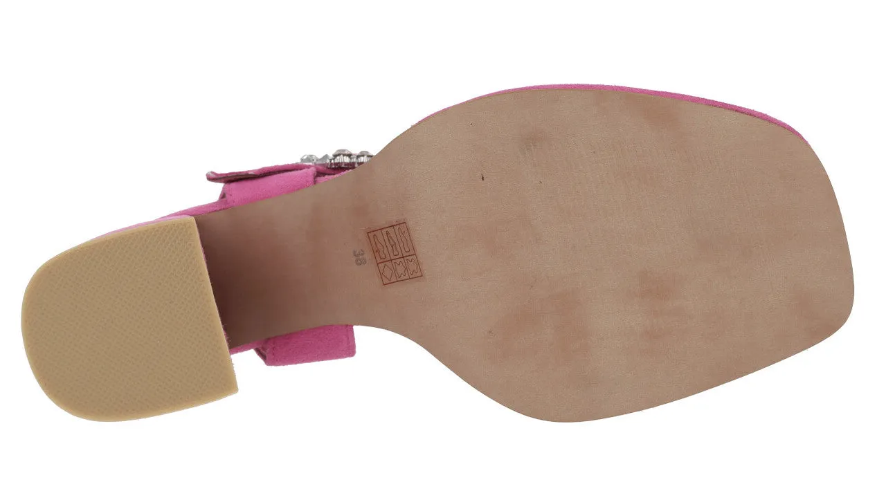 Sandalias de ante con plataforma y hebilla joya Leiba