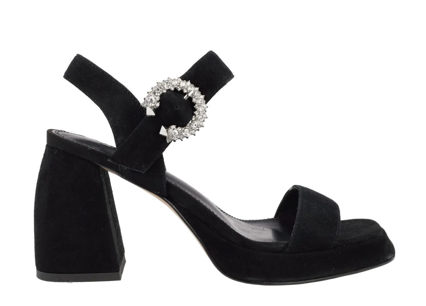 Sandalias de ante con plataforma y hebilla joya Leiba