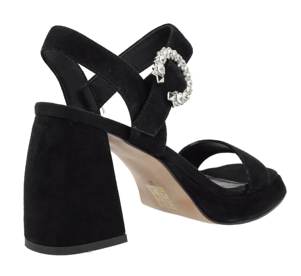 Sandalias de ante con plataforma y hebilla joya Leiba